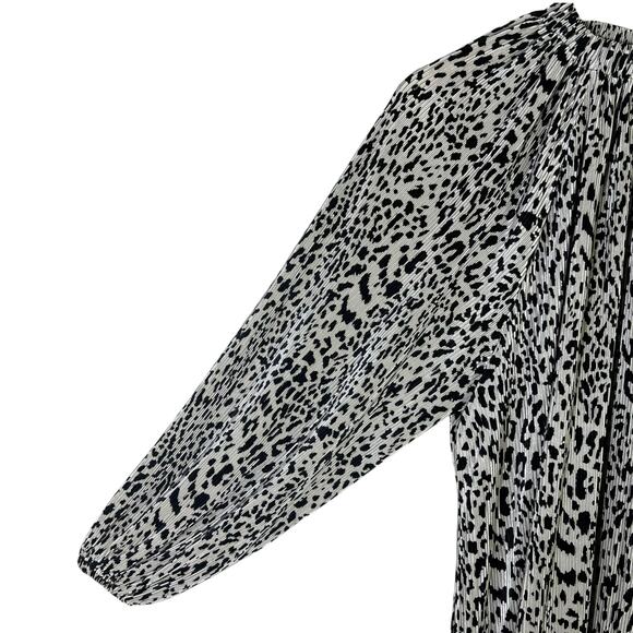 ASOS Metallic Animal Print Pleated Mini Dress Womens 0 Silver Black Party Glam - Picture 4 of 7